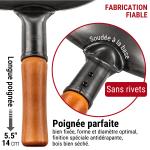 Small Yosukata 34cm Wok en Acier au Carbone Noir (Fond Plat, Pré-Assaisonnés) + Couvercle en bois pour wok de 34 cm