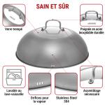 Small Yosukata 34cm Wok en Acier au Carbone Noir (Fond Plat, Pré-Assaisonnés) + Couvercle de Poêle Wok en Acier 32,5cm Pour Wok de 34cm