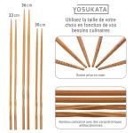 Small Yosukata Set D'ustensiles pour Wok 43 cm (Spatule en acier au carbone pré-assaisonnée, louche et baguettes en bambou)