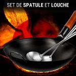 Small Yosukata Set D'ustensiles pour Wok en Acier Inoxydable 43 cm (Spatule et Louche)