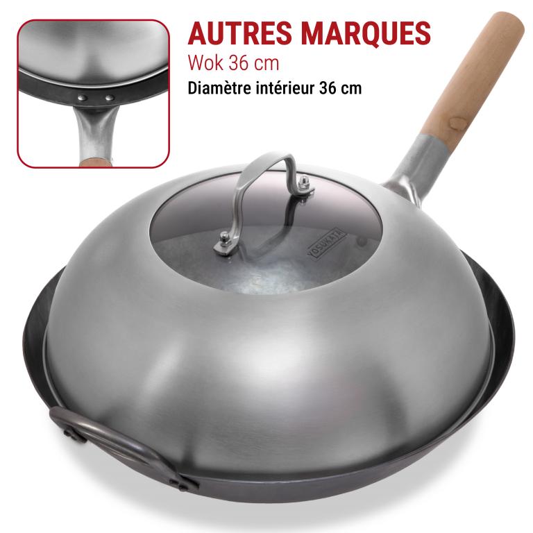 Yosukata Couvercle de Poêle Wok en Acier 32,5cm Pour Wok de 34cm