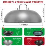 Small Yosukata Couvercle de Poêle Wok en Acier 34,5cm Pour Wok de 36cm