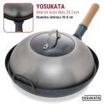 Small Yosukata Couvercle de Poêle Wok en Acier 34,5cm Pour Wok de 36cm