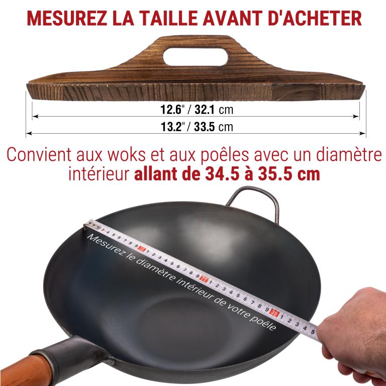 Yosukata Couvercle en bois pour wok de 34 cm