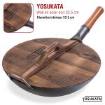 Small Yosukata Couvercle en bois pour wok de 34 cm