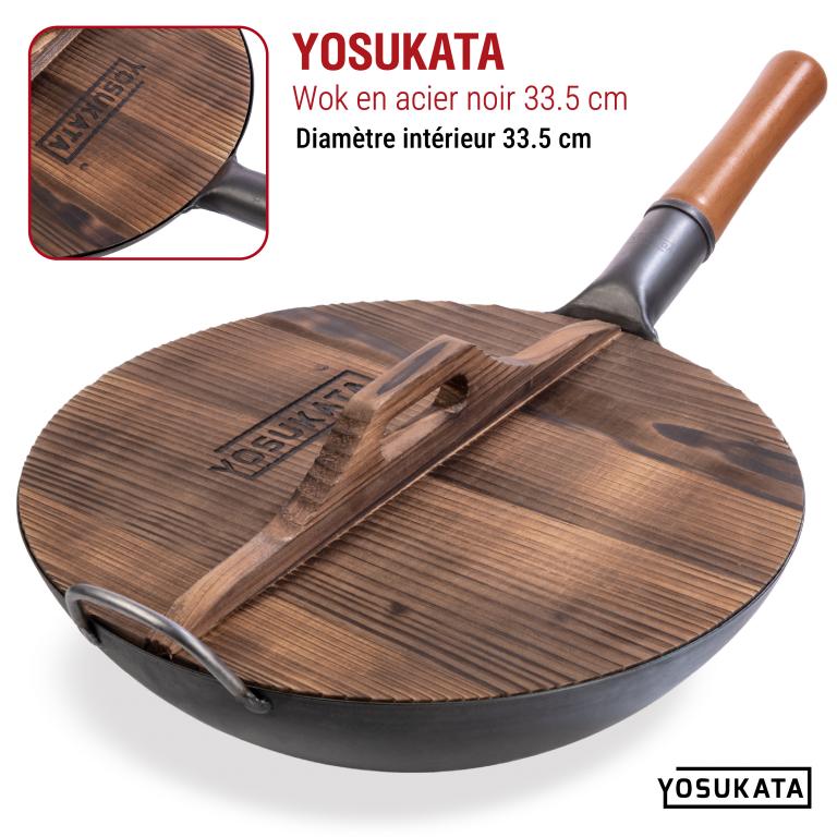 Yosukata Couvercle en bois pour wok de 34 cm