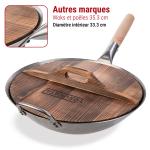 Small Yosukata Couvercle en bois pour wok de 34 cm