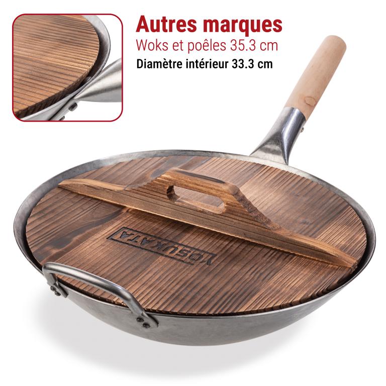 Yosukata Couvercle en bois pour wok de 34 cm