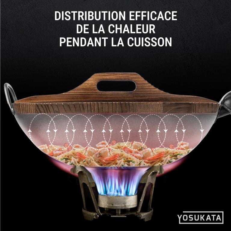 Yosukata Couvercle en bois pour wok de 34 cm