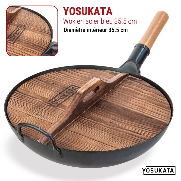 Yosukata Couvercle en bois pour wok de 36 cm