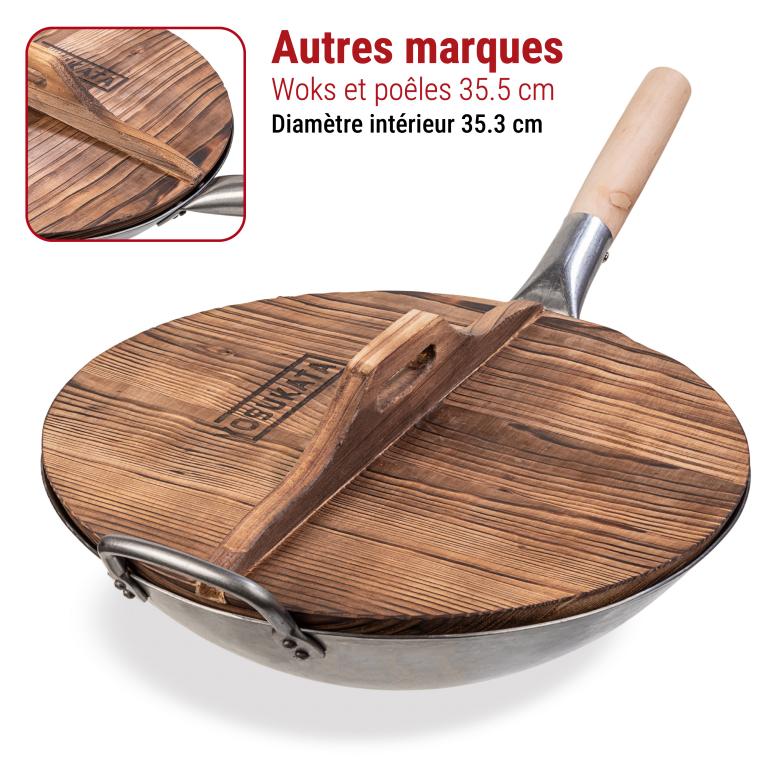 Yosukata Couvercle en bois pour wok de 36 cm