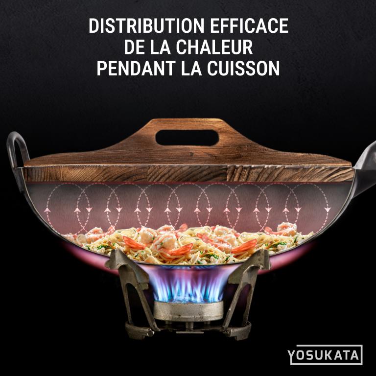 Yosukata Couvercle en bois pour wok de 36 cm