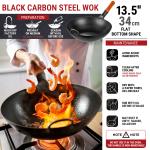 Small Yosukata Black Carbon Steel Wok 13,5-inch+Spatula and Ladle Set