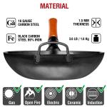 Small Yosukata Black Carbon Steel Wok 13,5-inch+Spatula and Ladle Set